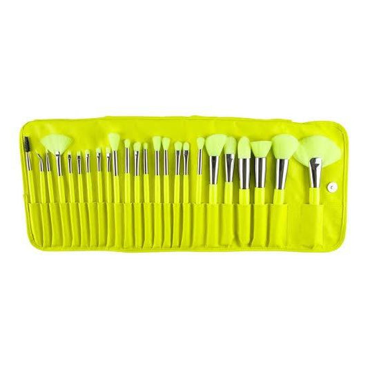 Estuche Neón con 24 Brochas de Maquillaje | Kit Completo Profesional